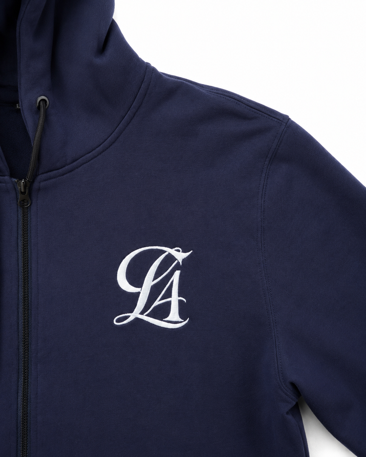Embroidered Clasify logo and zipper on the final Zip Hoodie sample