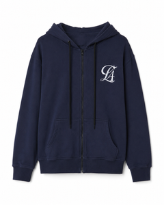 The Clasify Zip Hoodie in navy, alternate front view